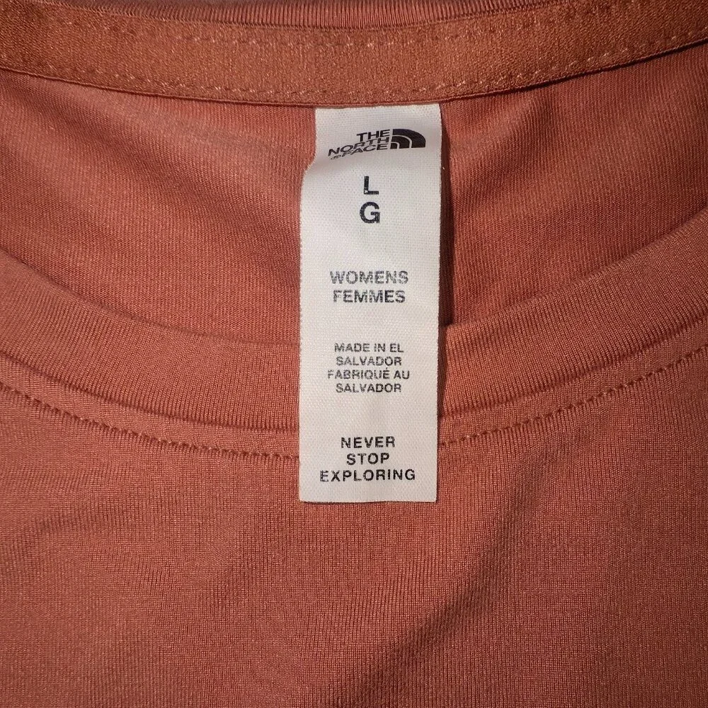 TNF North Face Dune Sky Womens Short Sleeve Light Mahogany TShirt Size L - Picture 9 of 13